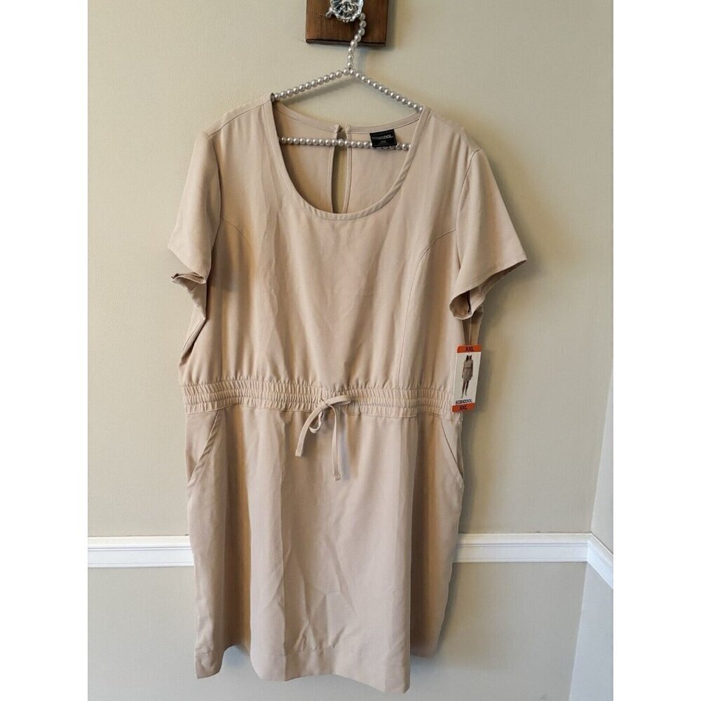 NWT 32 Degrees Cool Womens Size XXL Knit Dress Short Sleeve Pockets Moonlight